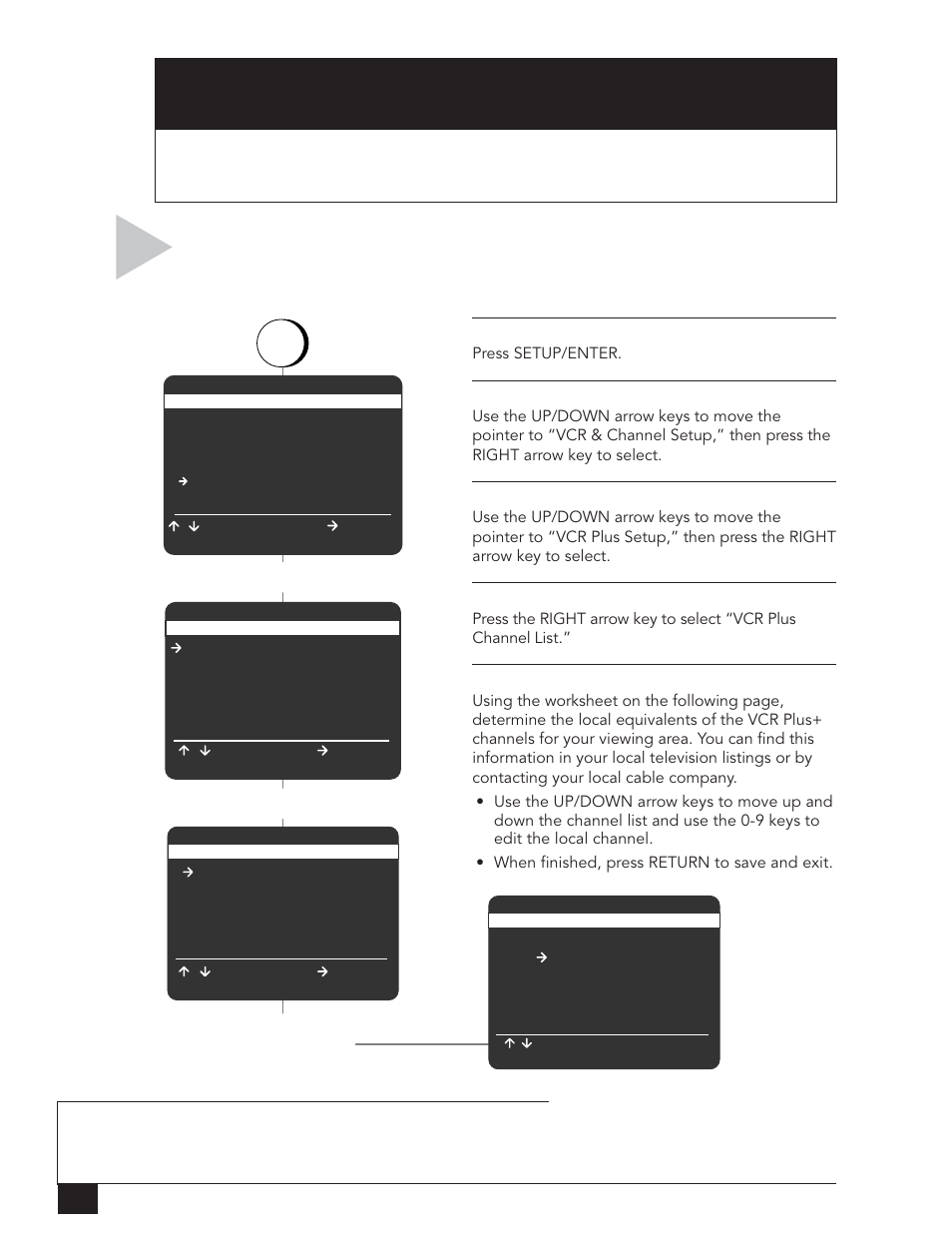Channel mapping, Select “vcr & channel setup | Go-Video DVR 4550 User Manual | Page 34 / 72
