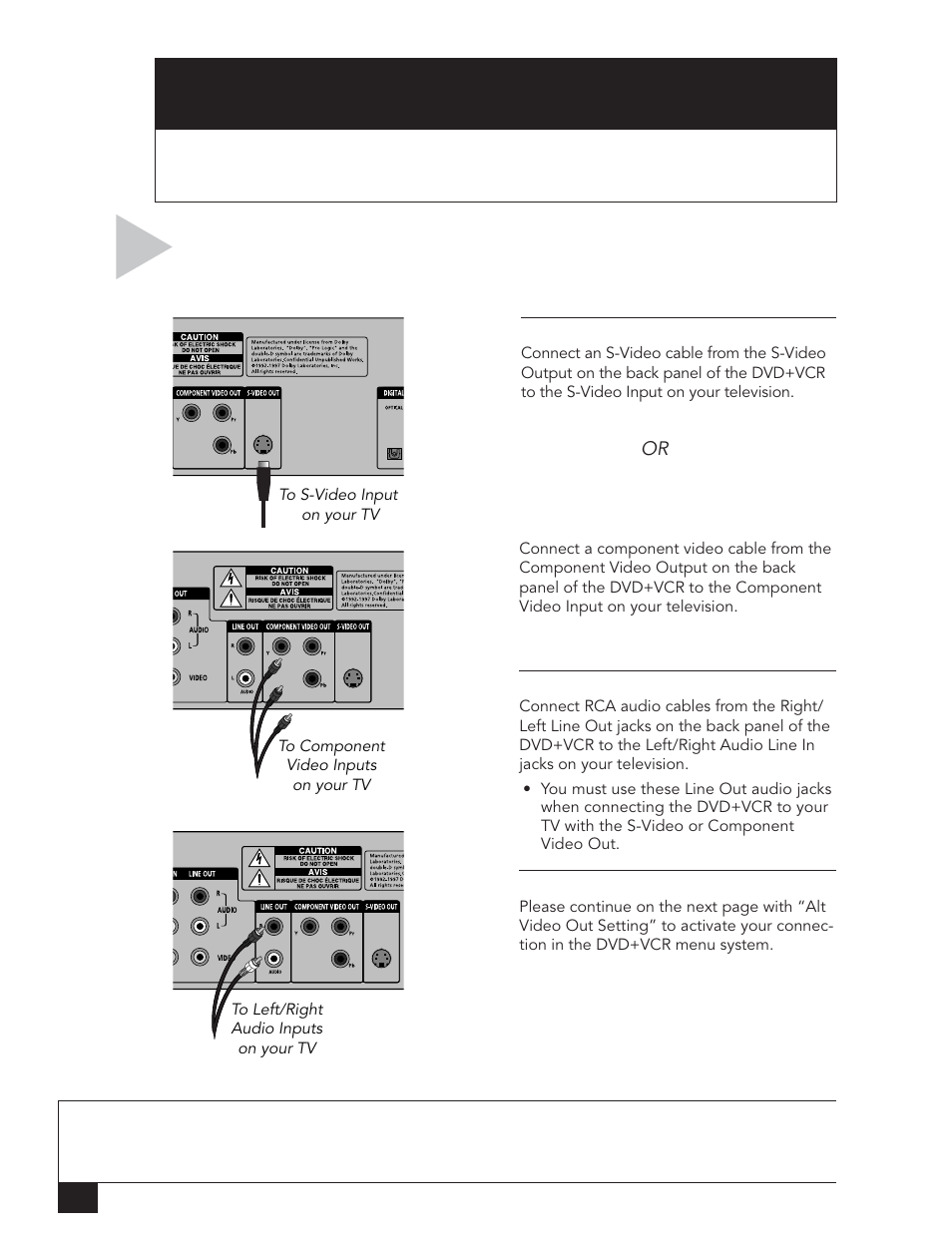 S-video/component hookup | Go-Video DVR 4550 User Manual | Page 42 / 72