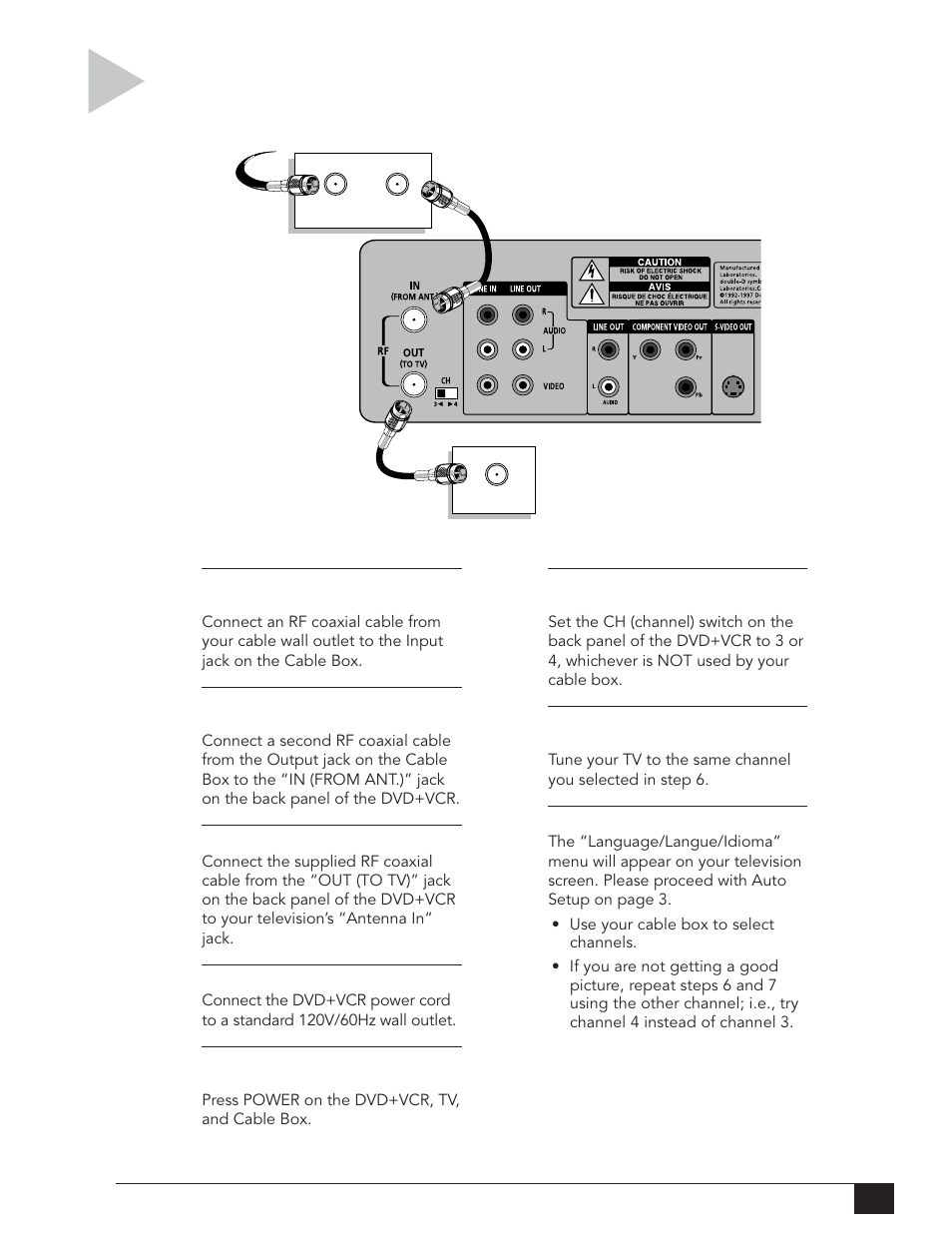 Cable box hookup | Go-Video DVR 4550 User Manual | Page 47 / 72