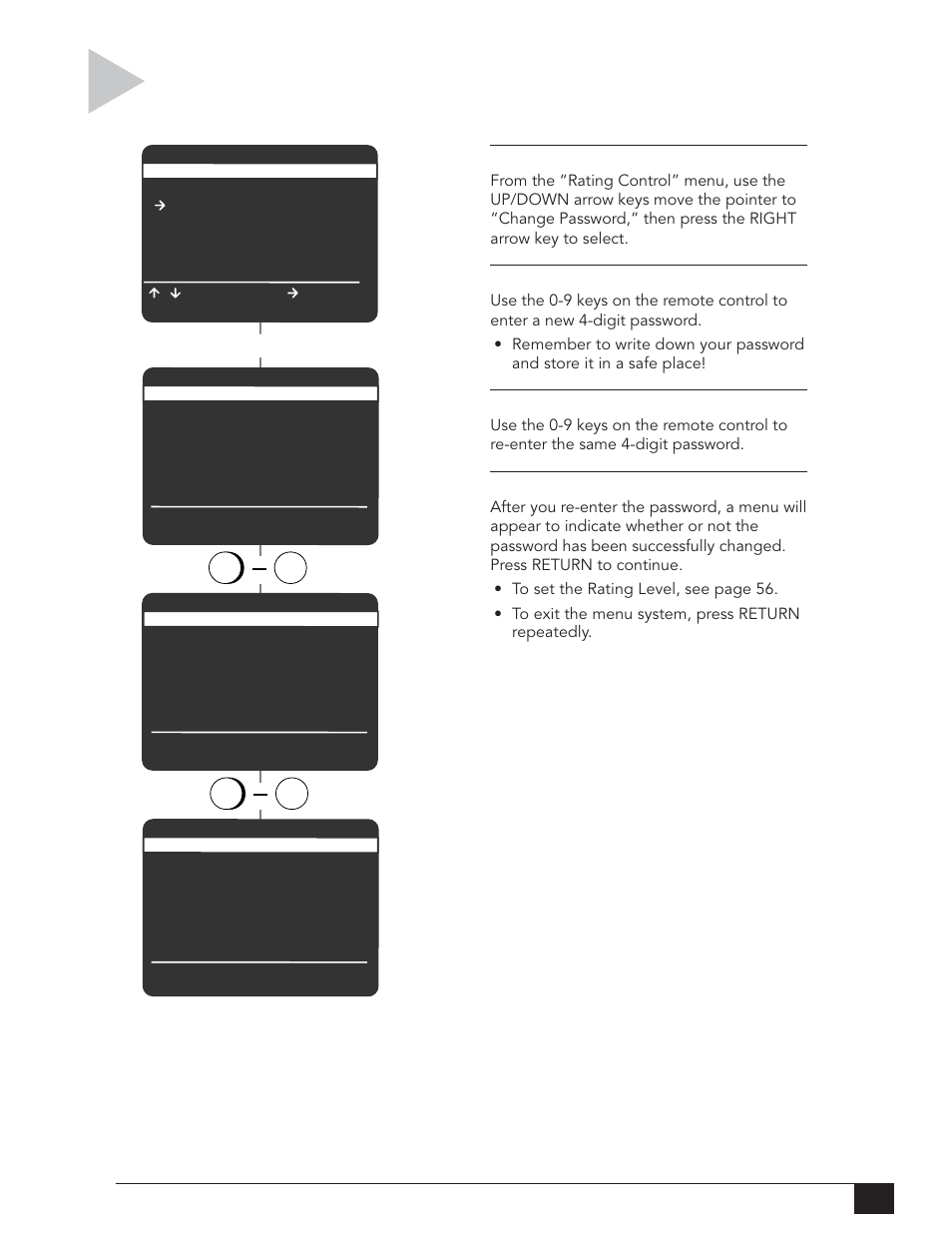 Changing p assword, Select “change password | Go-Video DVR 4550 User Manual | Page 61 / 72