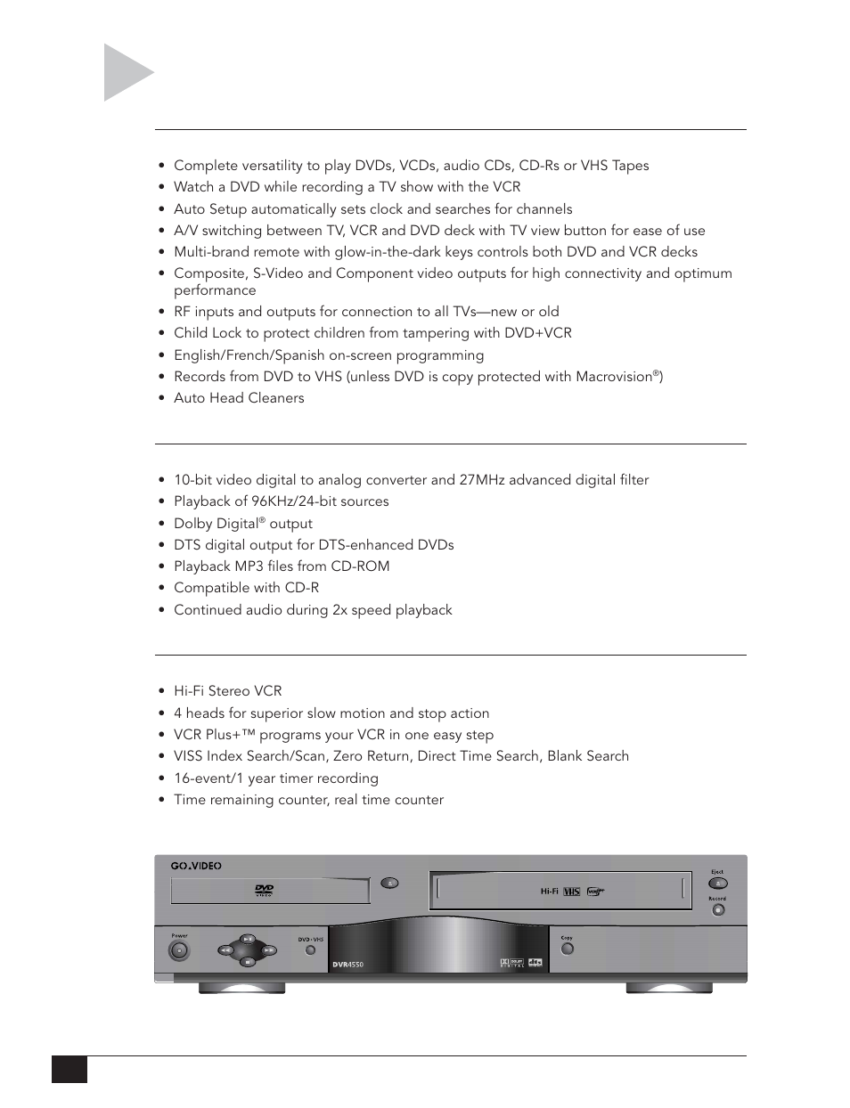 Fea ture summar y | Go-Video DVR 4550 User Manual | Page 68 / 72