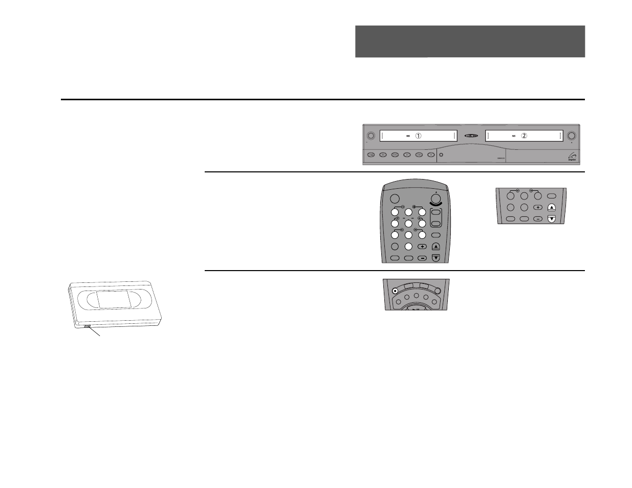 7 - recording features, Basic recording, Insert tape | Select a channel to record, Start recording, Insert a blank vhs tape into either deck | Go-Video DDV9355 User Manual | Page 56 / 106