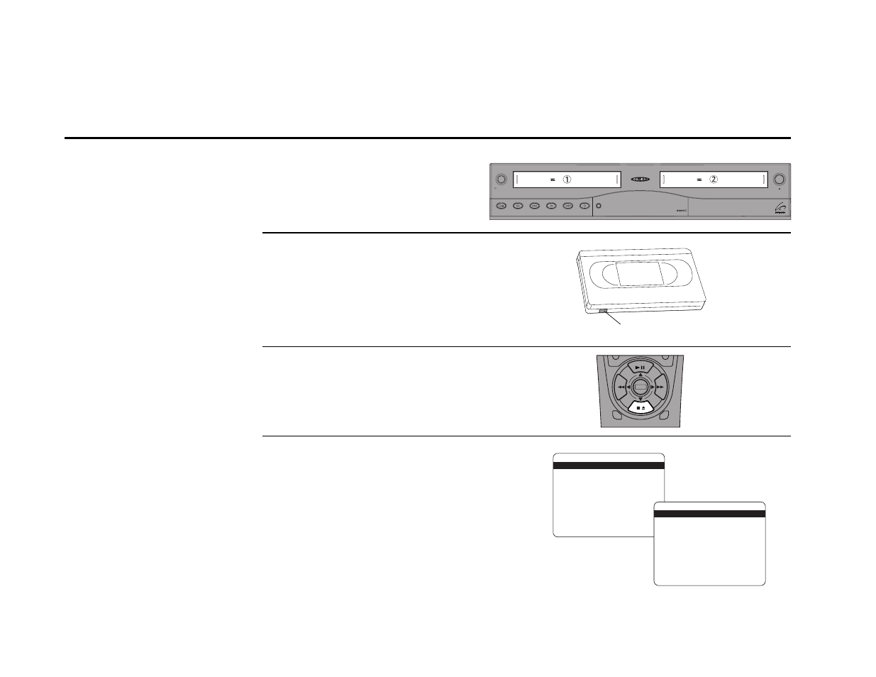 Timer recording errors, Tape missing, Tape missing tab | Not ready, Overlapping events | Go-Video DDV9355 User Manual | Page 69 / 106