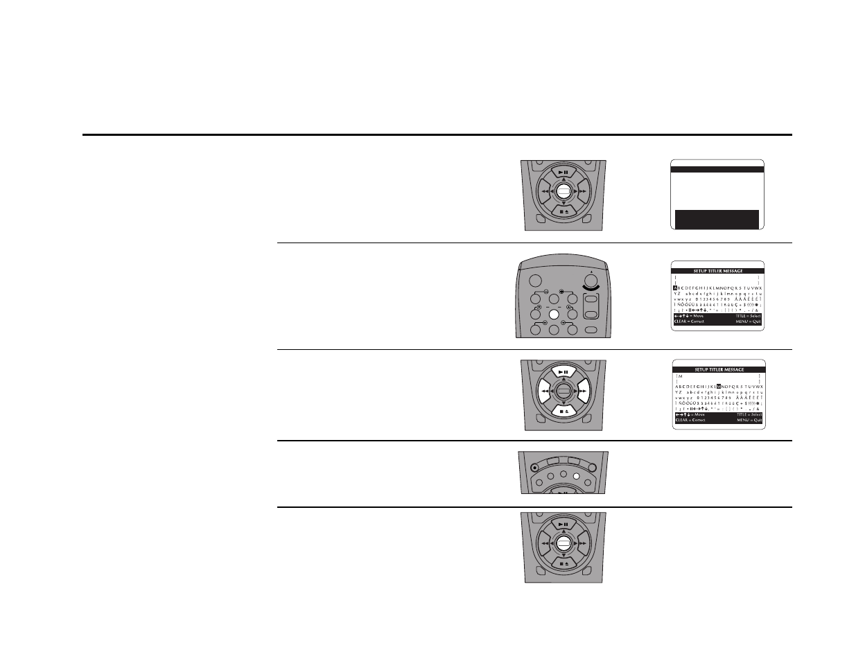 On-screen titler, Open “main menu, Select “setup titler message | Compose your message, Edit your message, Save your message, Press menu on the remote control, Press 5 | Go-Video DDV9355 User Manual | Page 76 / 106