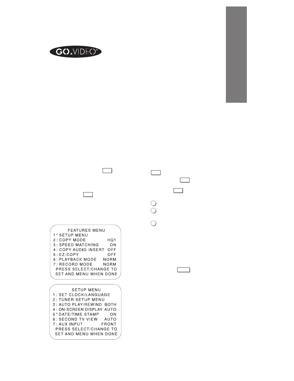 Operating your dual-deck vcr, Chapter, Setting the date and time | Go-Video 4-Head Hi-Fi User Manual | Page 21 / 84