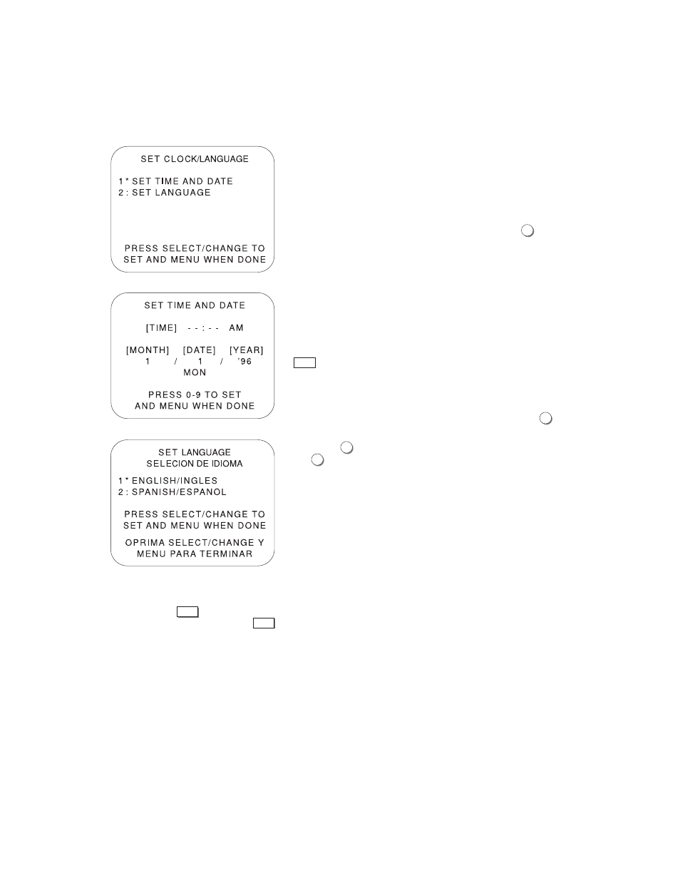 Set clock/language menu, Set time and date, Set language | Go-Video 4-Head Hi-Fi User Manual | Page 42 / 84