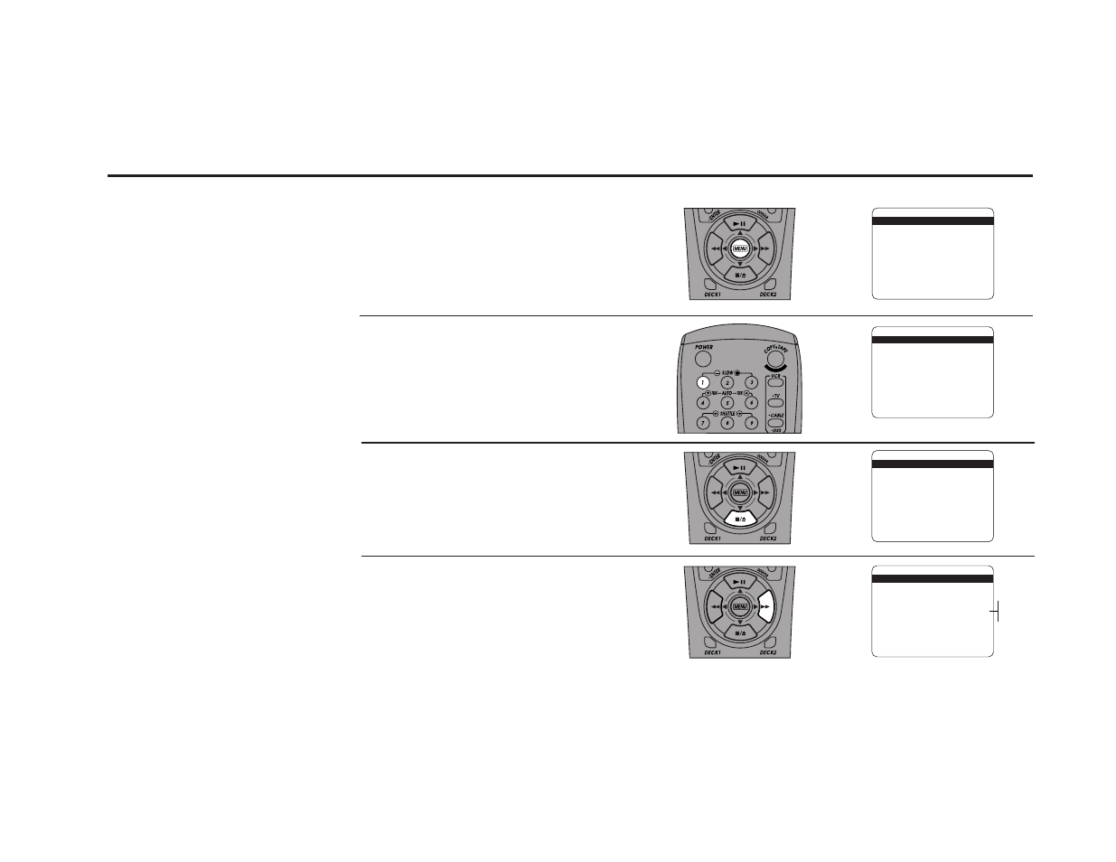 Set auto clock set channel, Open the “setup menu, Select “set clock menu | Select “clock set channel, Set “clock set channel, Press and hold the menu button for 3 seconds, Press 1 | Go-Video DDV9485 User Manual | Page 21 / 110