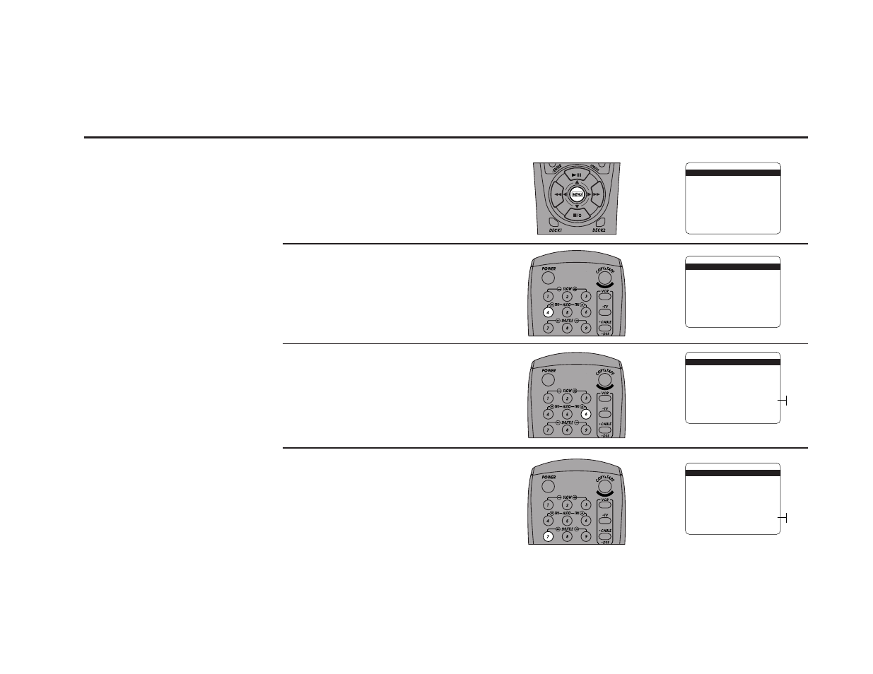 Playback audio settings, Open “setup menu, Select “dual-deck features | Set “deck 1 hi-fi, Set “deck 2 hi-fi, Press 4 | Go-Video DDV9485 User Manual | Page 59 / 110