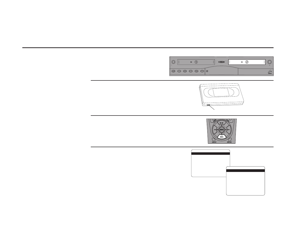 Timer recording errors, Tape missing, Tape missing tab | Not ready, Overlapping events | Go-Video DDV9485 User Manual | Page 72 / 110