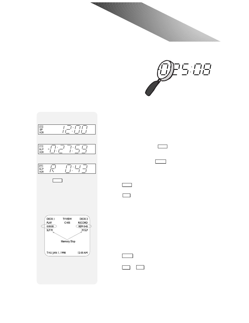 Searching & index features, Tape counter/time remaining | Go-Video 9100 User Manual | Page 39 / 58