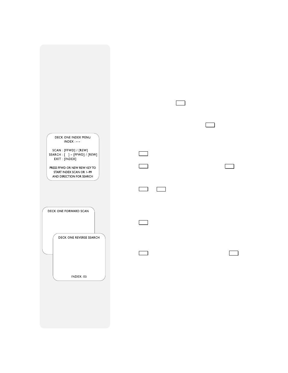 Vhs index search system, Index scan, Index search | Automatic show finder | Go-Video 9100 User Manual | Page 40 / 58