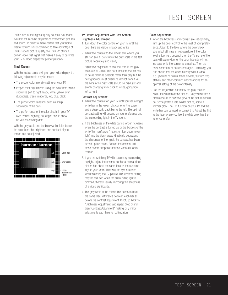 Test screen | Go-Video DVD 22 User Manual | Page 21 / 32