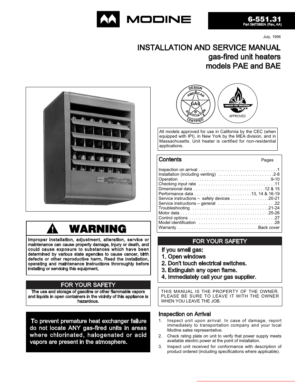 Modine Manufacturing BAE User Manual | 28 pages
