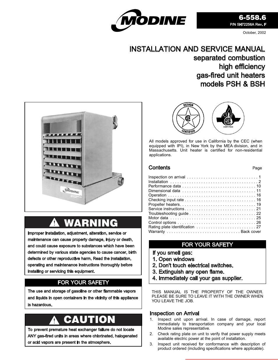Modine Manufacturing 6-558.6 User Manual | 28 pages