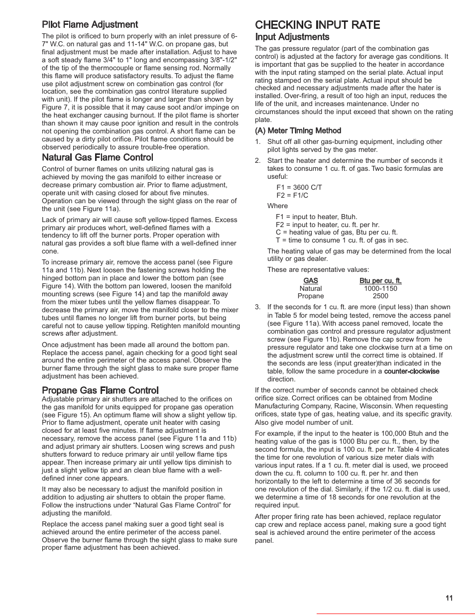Checking input rate | Modine Manufacturing 6-558.6 User Manual | Page 11 / 28
