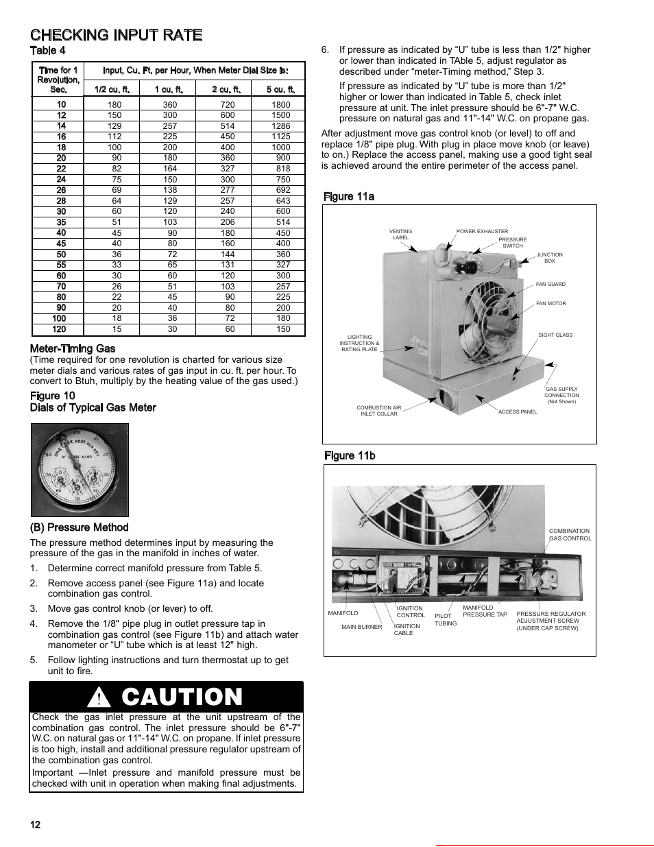 Caution, Checking input rate, Heater parts from acf greenhouses | Modine Manufacturing 6-558.6 User Manual | Page 12 / 28