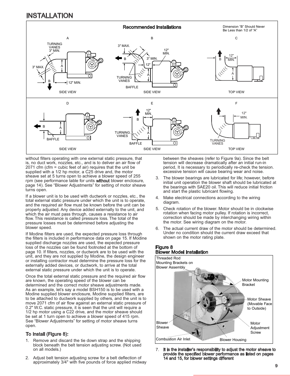 Installation, Heater parts from acf greenhouses | Modine Manufacturing 6-558.6 User Manual | Page 9 / 28