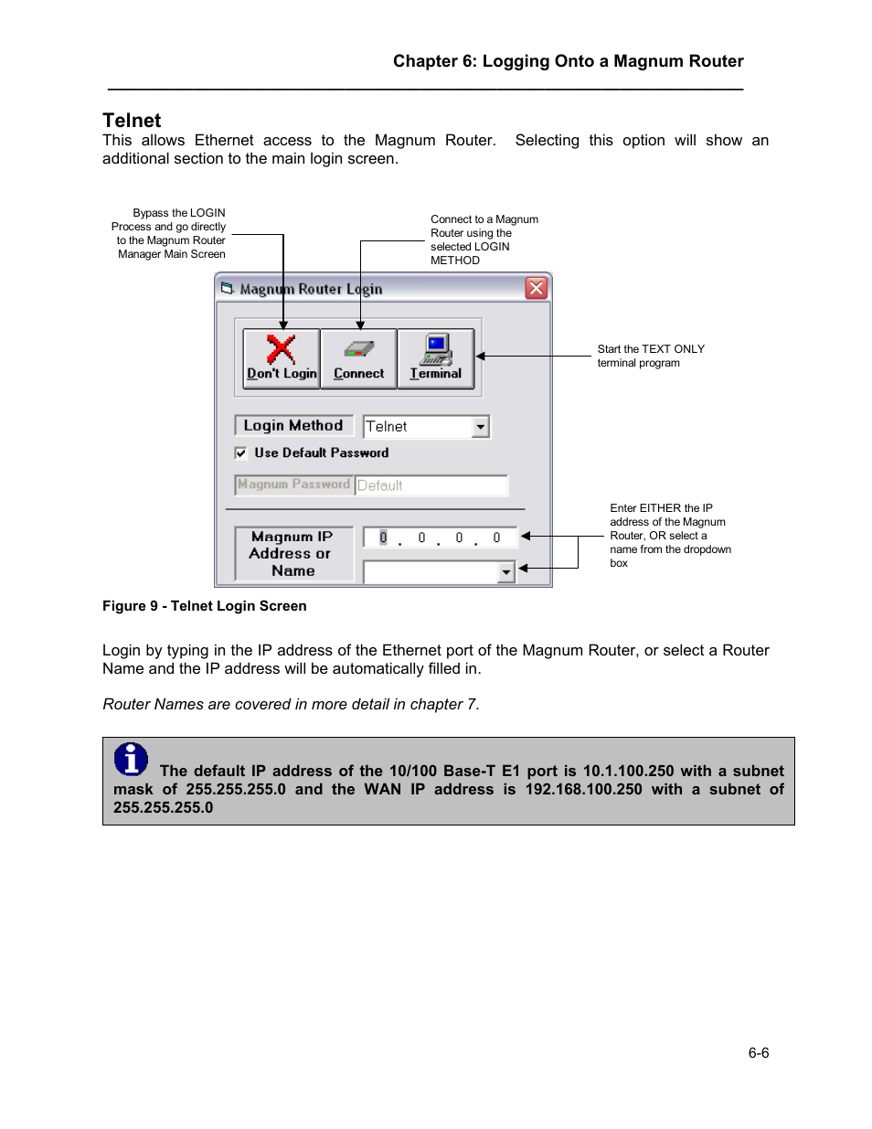 Telnet, Telnet -6 | Marathon MAGNUM ROUTER User Manual | Page 33 / 167