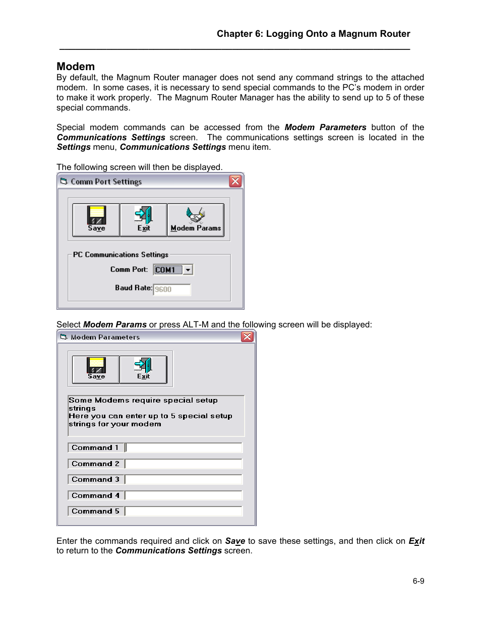 Modem, Modem -9 | Marathon MAGNUM ROUTER User Manual | Page 36 / 167