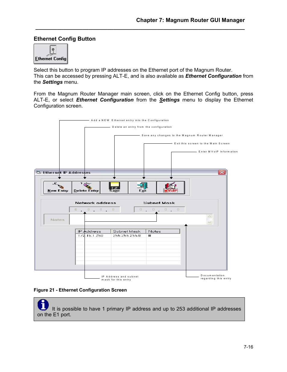 Ethernet config button, Ethernet config button -16, Chapter 7: magnum router gui manager | Marathon MAGNUM ROUTER User Manual | Page 61 / 167