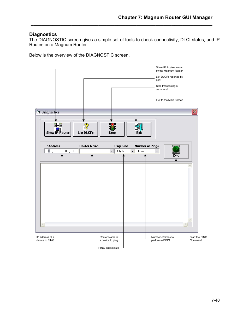 Chapter 7: magnum router gui manager, Diagnostics | Marathon MAGNUM ROUTER User Manual | Page 85 / 167