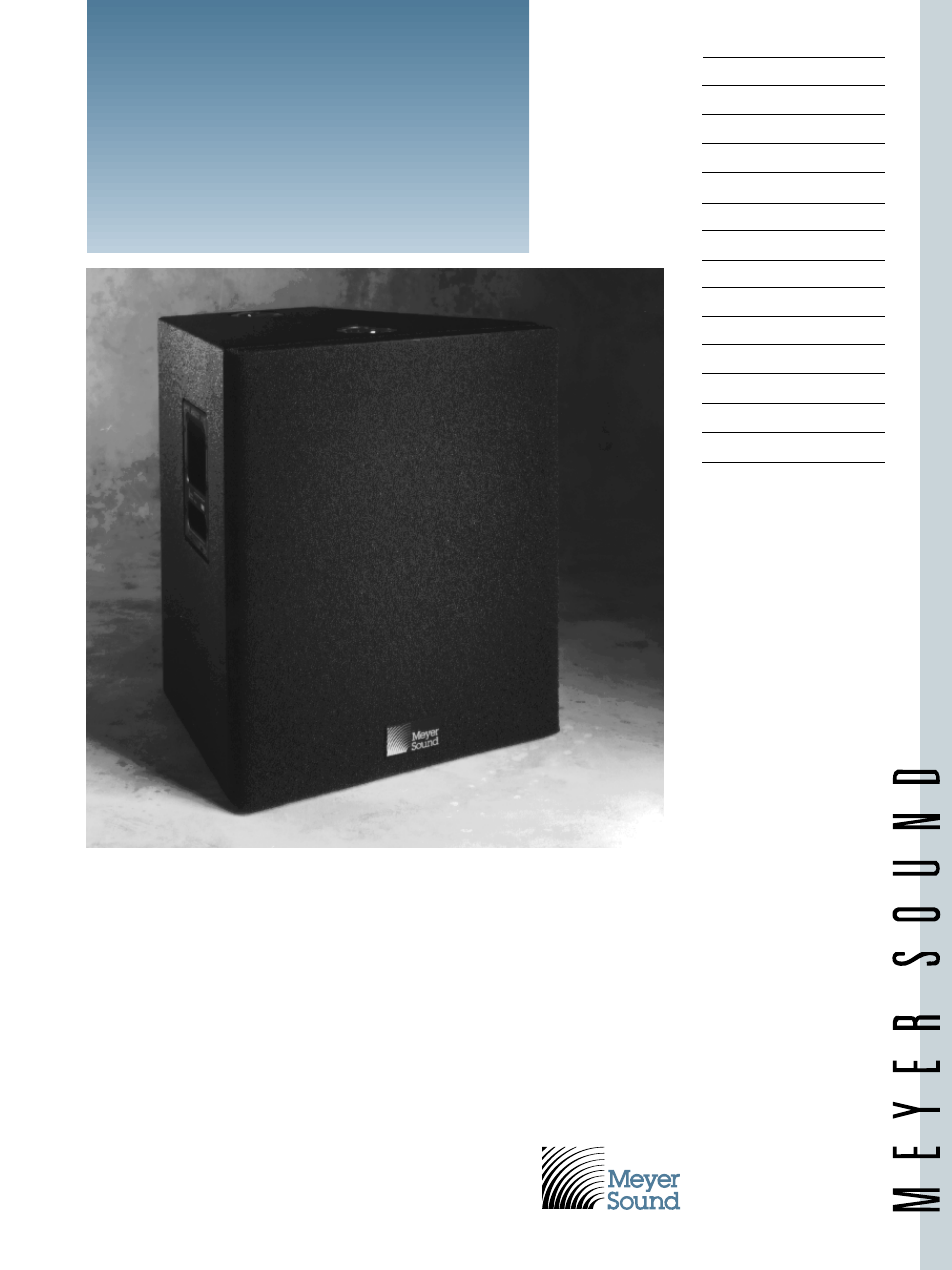 Meyer Sound MSW-2 User Manual | 4 pages