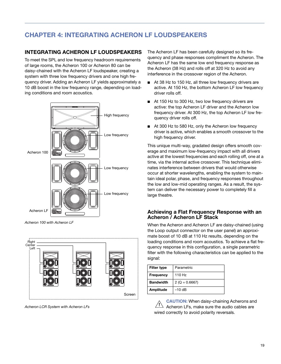 Chapter 4: integrating acheron lf loudspeakers, Integrating acheron lf loudspeakers | Meyer Sound 80 User Manual | Page 19 / 44