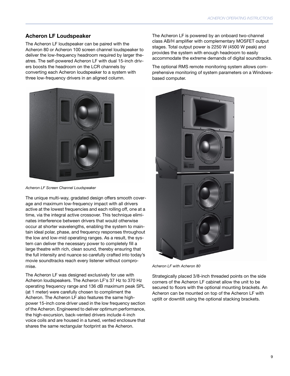 Acheron lf loudspeaker | Meyer Sound 80 User Manual | Page 9 / 44