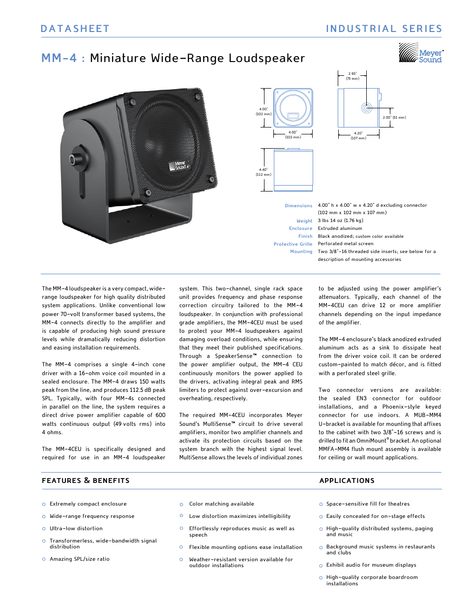 Meyer Sound MM-4 User Manual | 2 pages