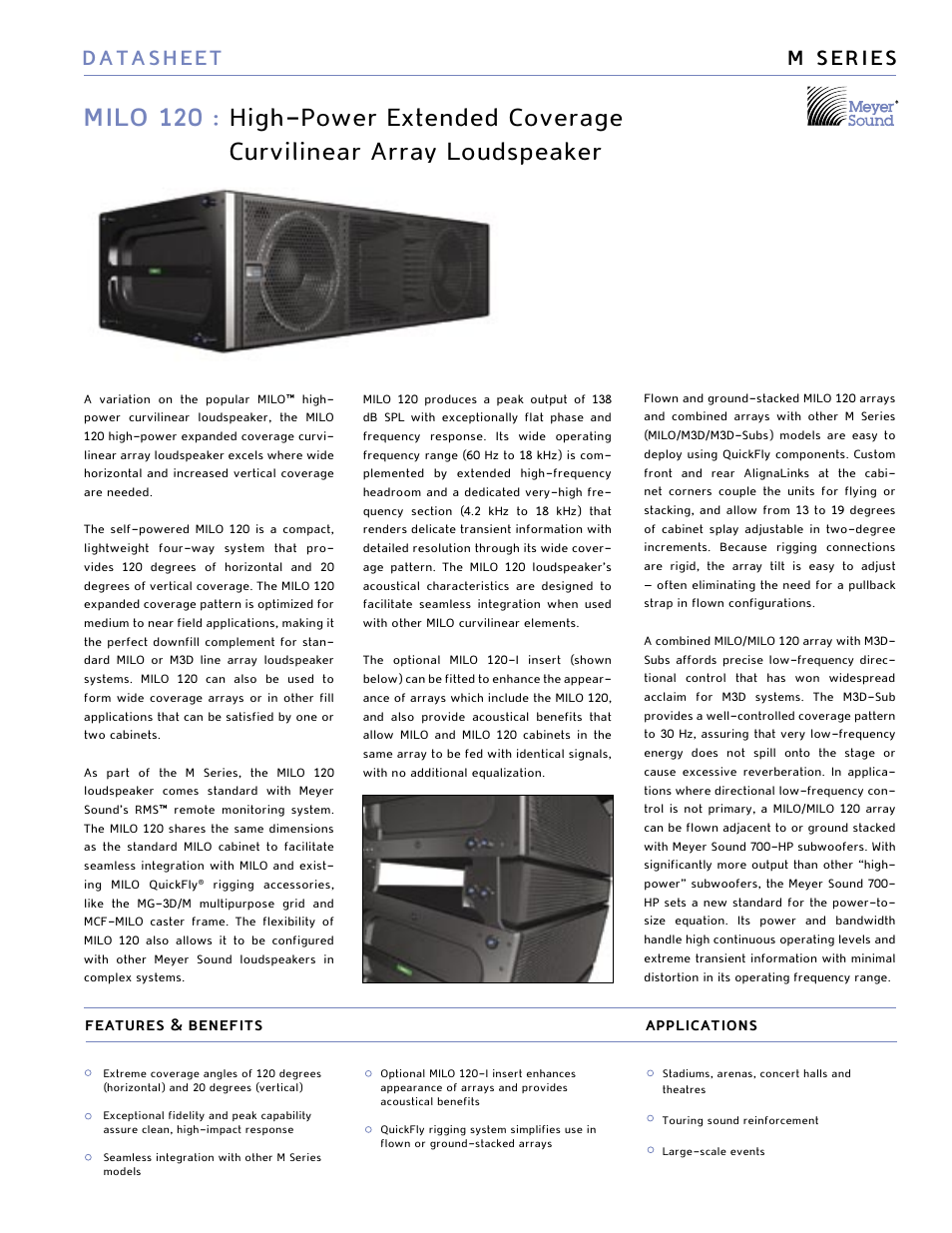 Meyer Sound MILO 120 User Manual | 4 pages