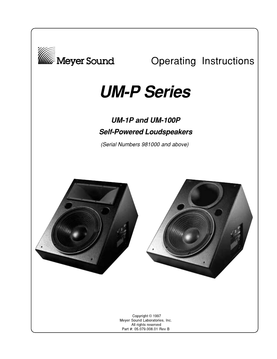 Meyer Sound Self-Powered Loudspeakers UM-1P User Manual | 12 pages