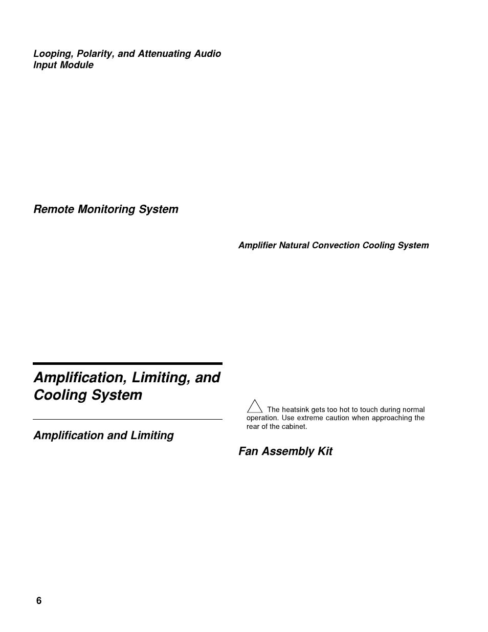 Amplification, limiting, and cooling system, Remote monitoring system, Amplification and limiting | Fan assembly kit | Meyer Sound Self-Powered Loudspeakers UM-1P User Manual | Page 6 / 12