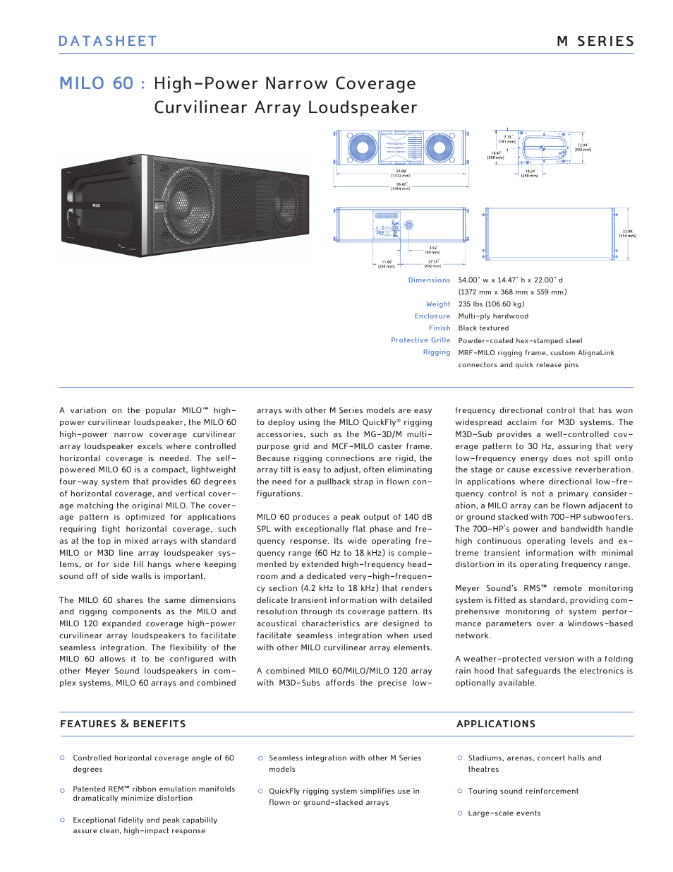 Meyer Sound MILO 60 User Manual | 2 pages