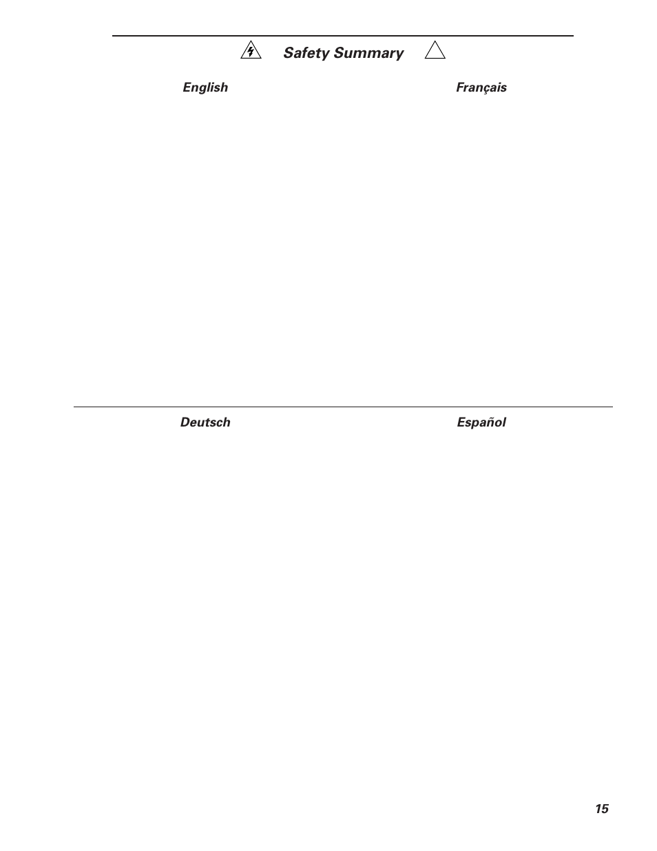 Safety summary, English français deutsch español | Meyer Sound CQTM Series User Manual | Page 15 / 16