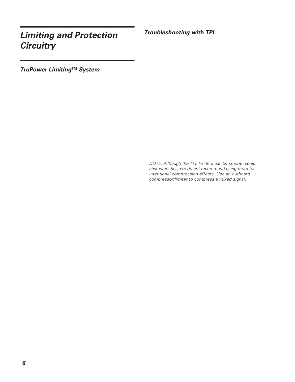 Limiting and protection circuitry | Meyer Sound CQTM Series User Manual | Page 6 / 16