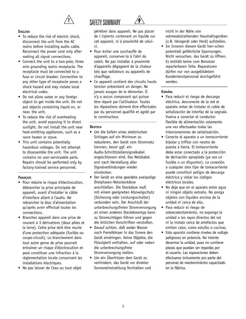 Safety summary | Meyer Sound MTS-4A User Manual | Page 3 / 14