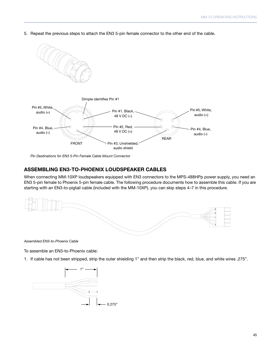 Assembling en3-to-phoenix loudspeaker cables | Meyer Sound MM-10 User Manual | Page 45 / 56