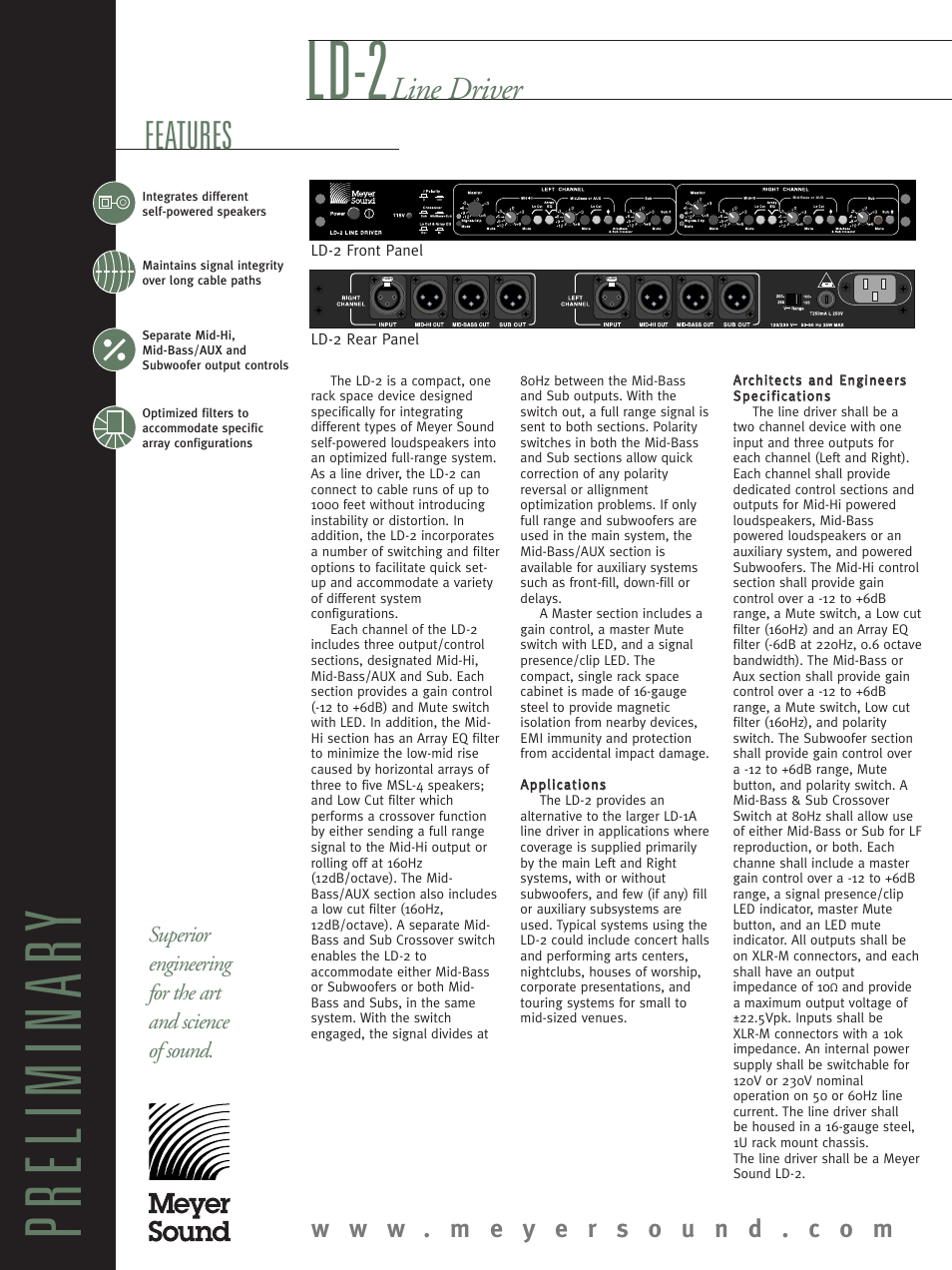 Meyer Sound LD-2 User Manual | 2 pages