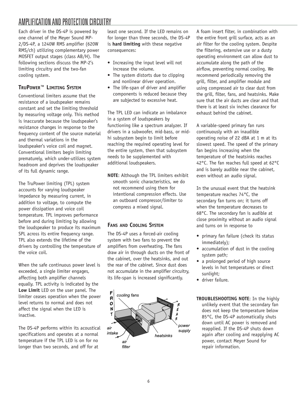 Amplification and protection circuitry | Meyer Sound DS-4P User Manual | Page 6 / 12