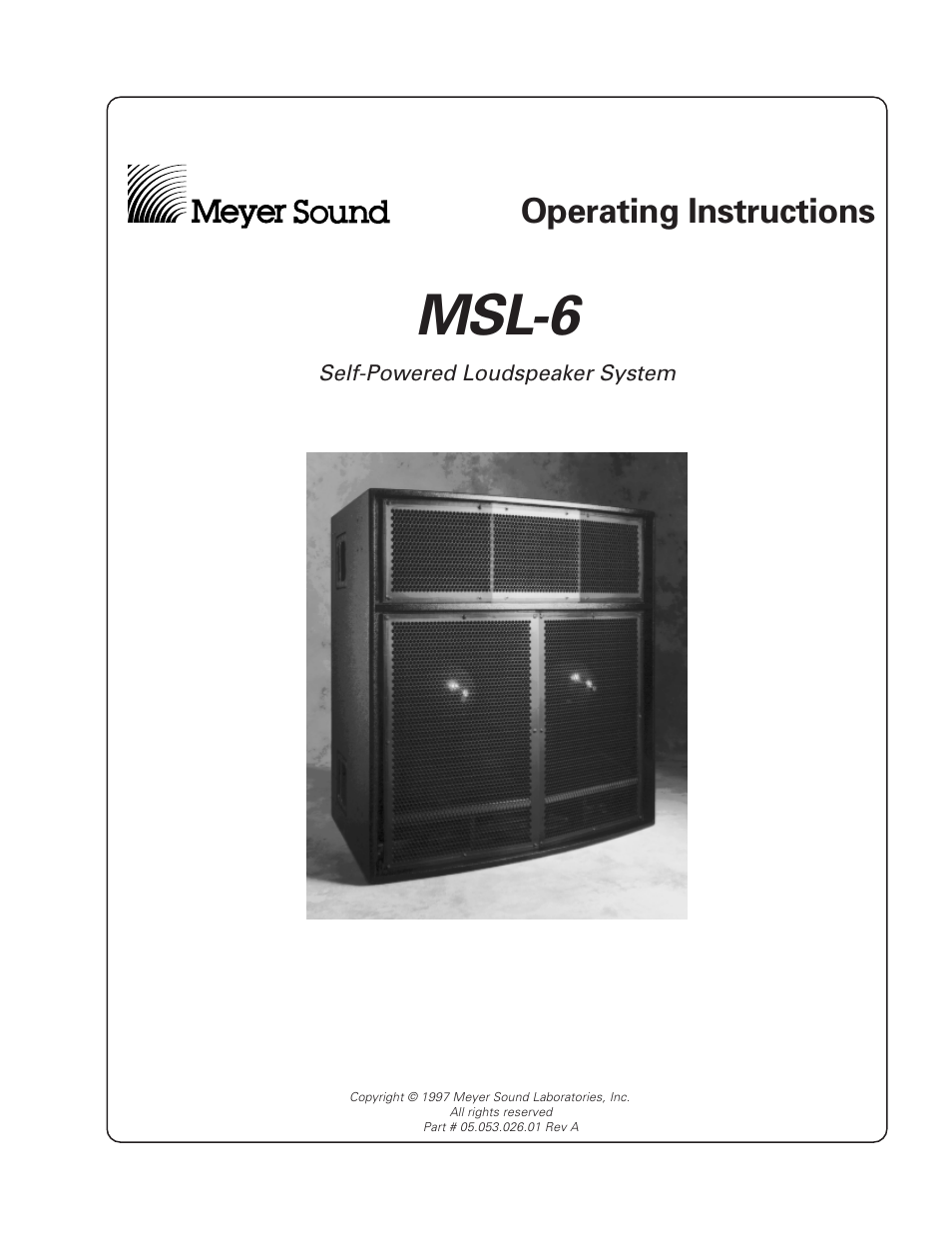 Meyer Sound MSL-6 User Manual | 14 pages