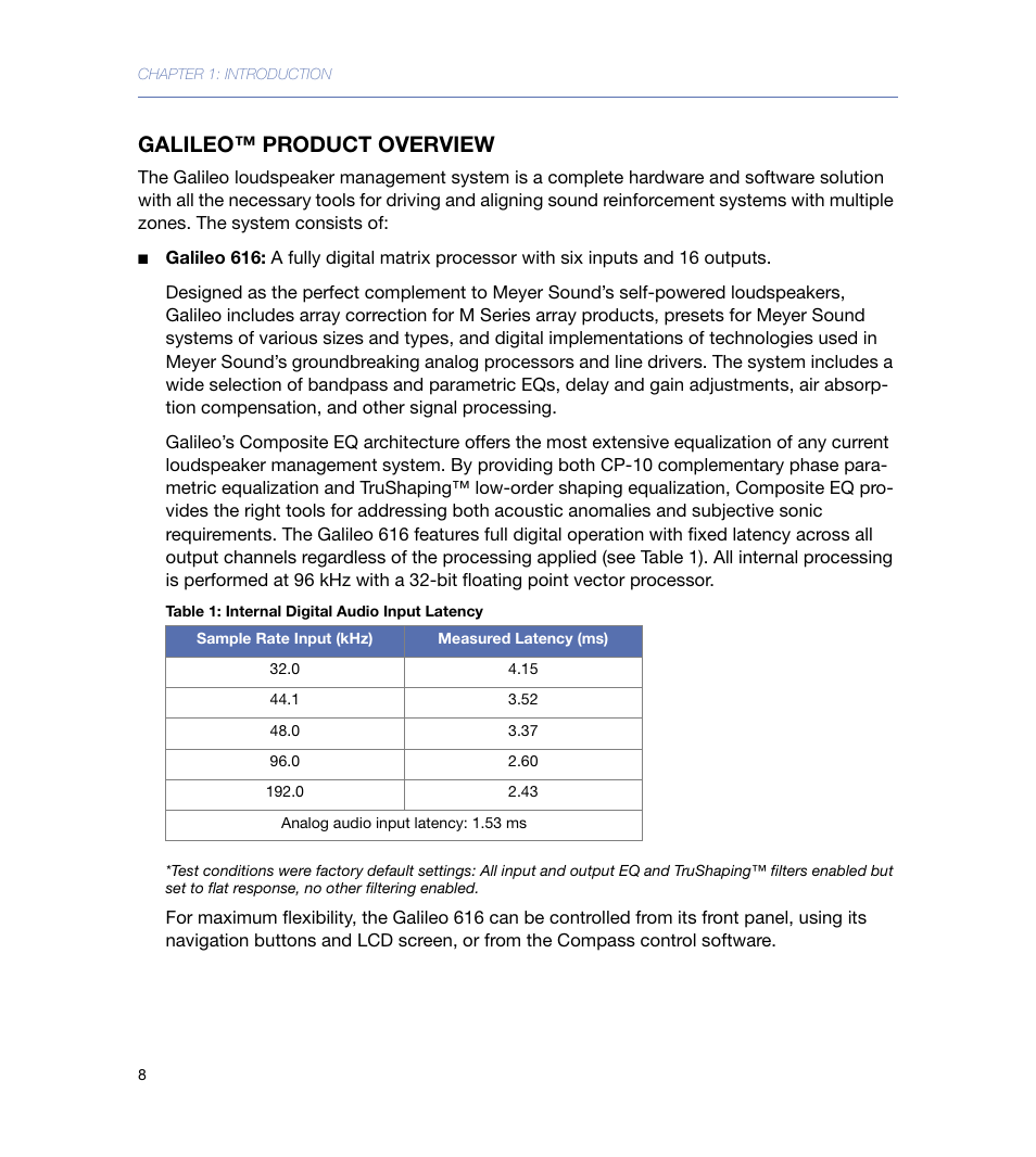 Galileo™ product overview | Meyer Sound 616 User Manual | Page 8 / 68