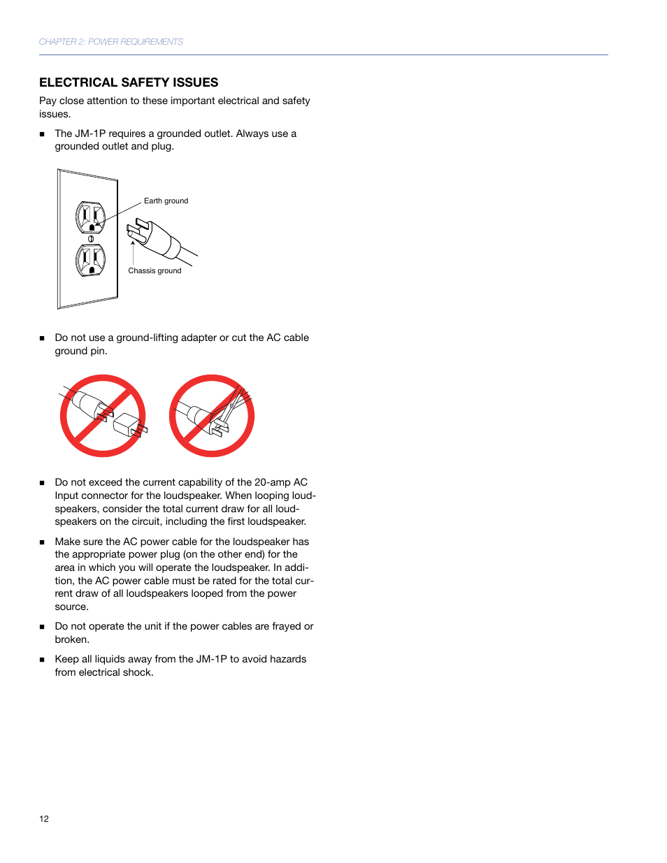 Electrical safety issues | Meyer Sound JM-1P User Manual | Page 12 / 44