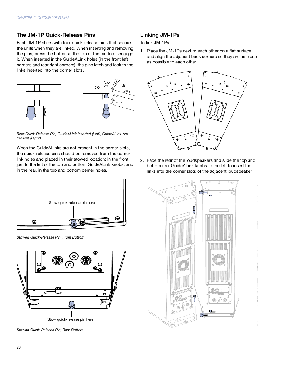 The jm-1p quick-release pins, Linking jm-1ps | Meyer Sound JM-1P User Manual | Page 20 / 44