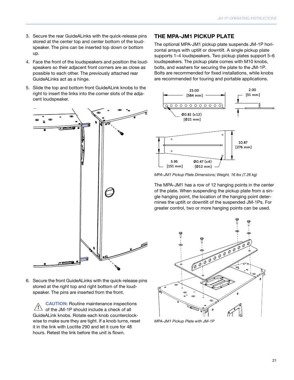 The mpa-jm1 pickup plate | Meyer Sound JM-1P User Manual | Page 21 / 44