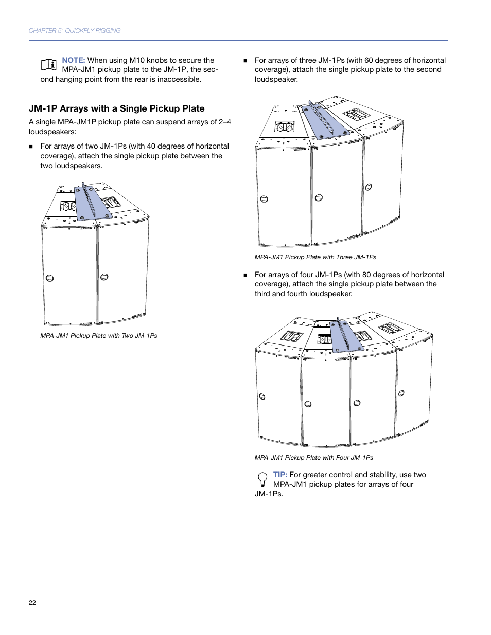 Jm-1p arrays with a single pickup plate | Meyer Sound JM-1P User Manual | Page 22 / 44