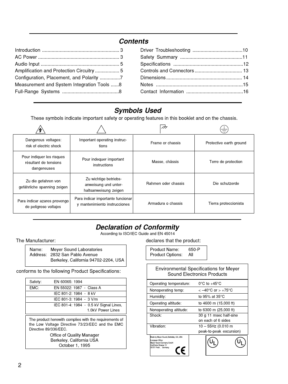Meyer Sound 650-P User Manual | Page 2 / 16