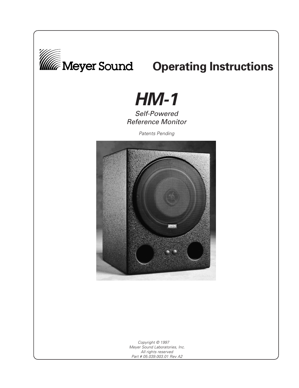 Meyer Sound Self-Powered Loudspeaker HM-1 User Manual | 9 pages