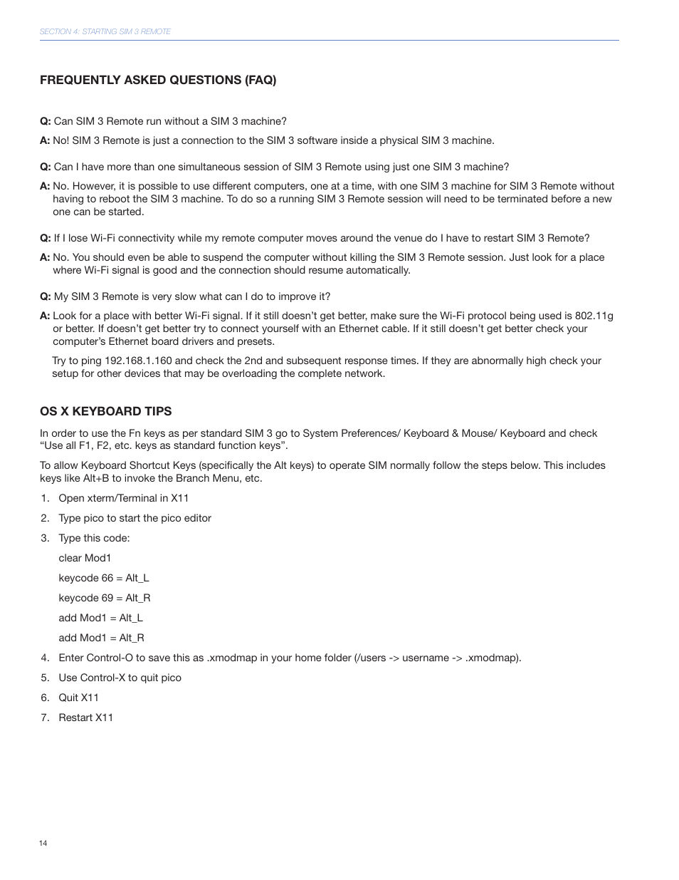 Frequently asked questions (faq), Os x keyboard tips | Meyer Sound SIM 3 User Manual | Page 17 / 18