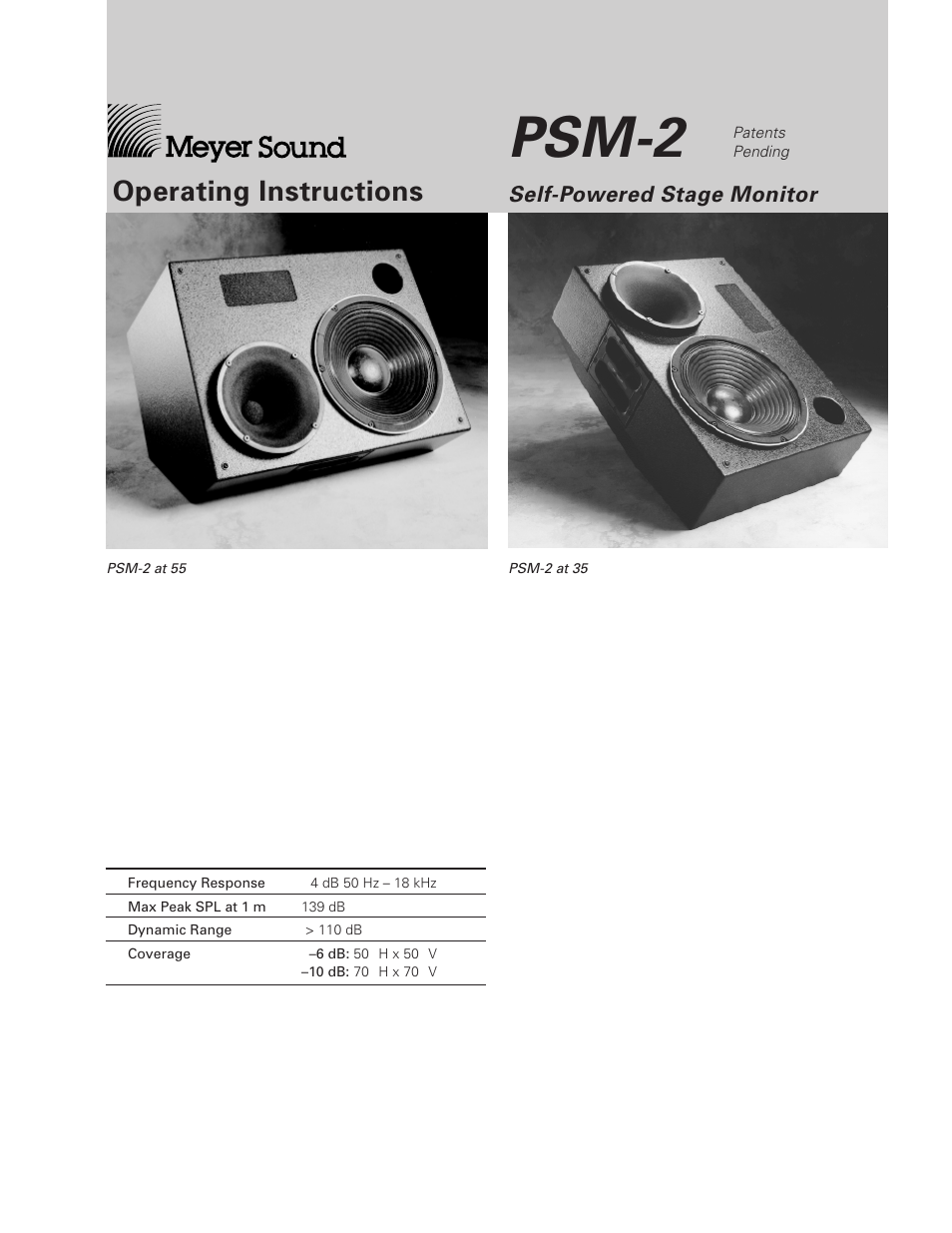 Meyer Sound PSM-2 User Manual | 10 pages