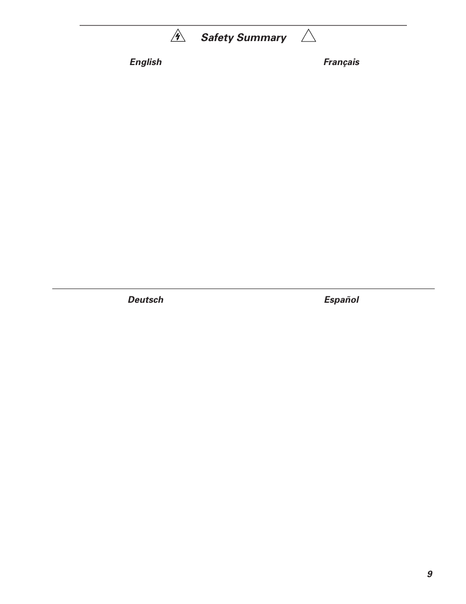 Safety summary, English français deutsch español | Meyer Sound PSM-2 User Manual | Page 9 / 10